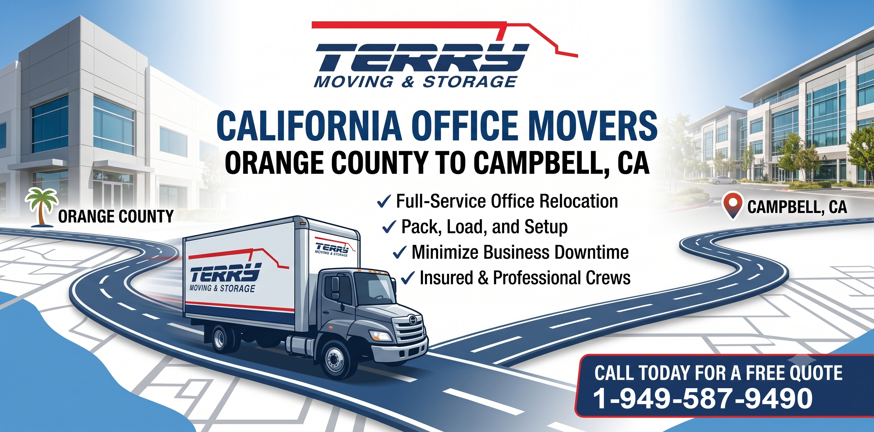 Office Movers from Orange County to Campbell, CA