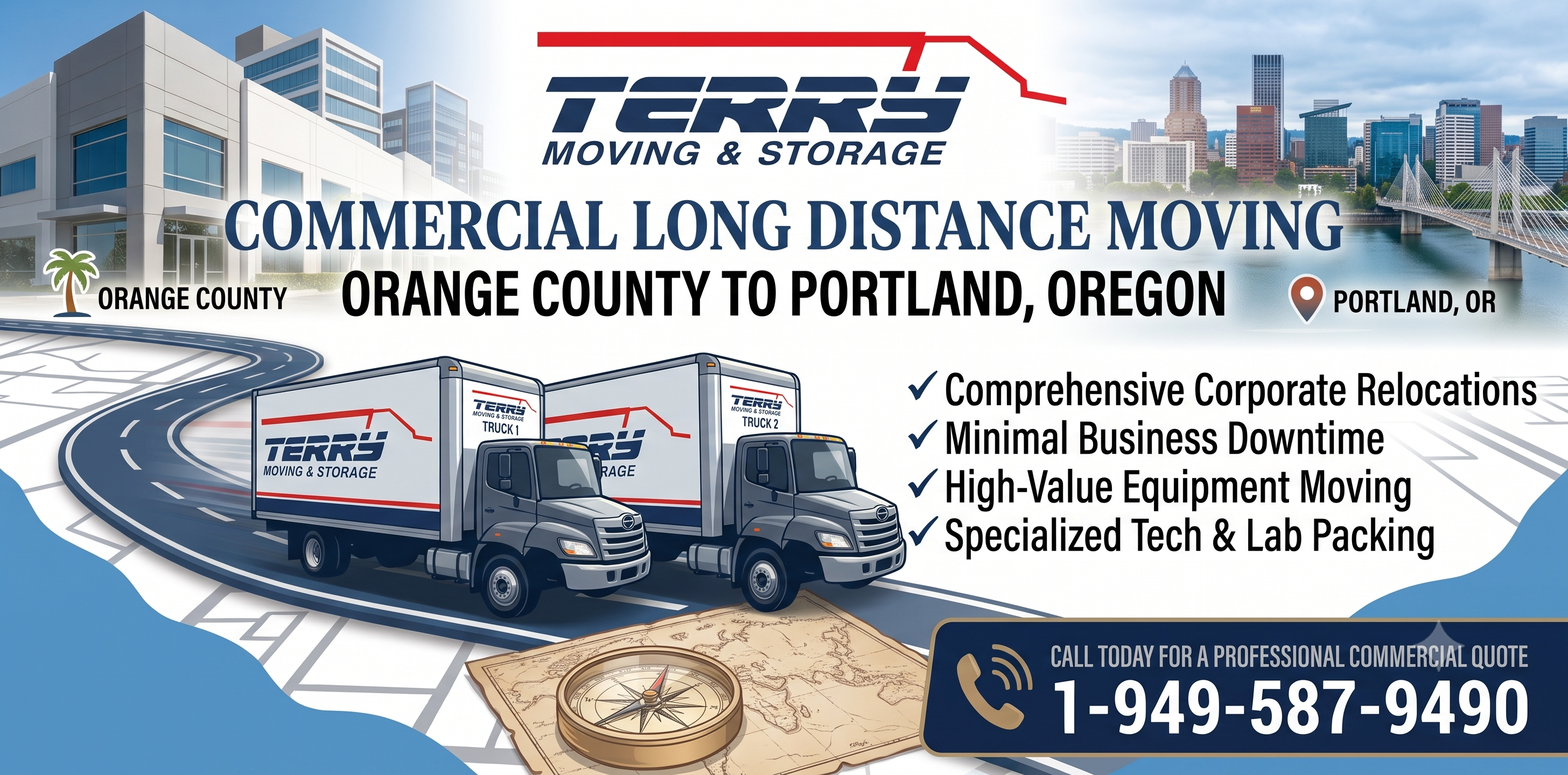 Commercial Long Distance Movers Orange County to Portland, Oregon