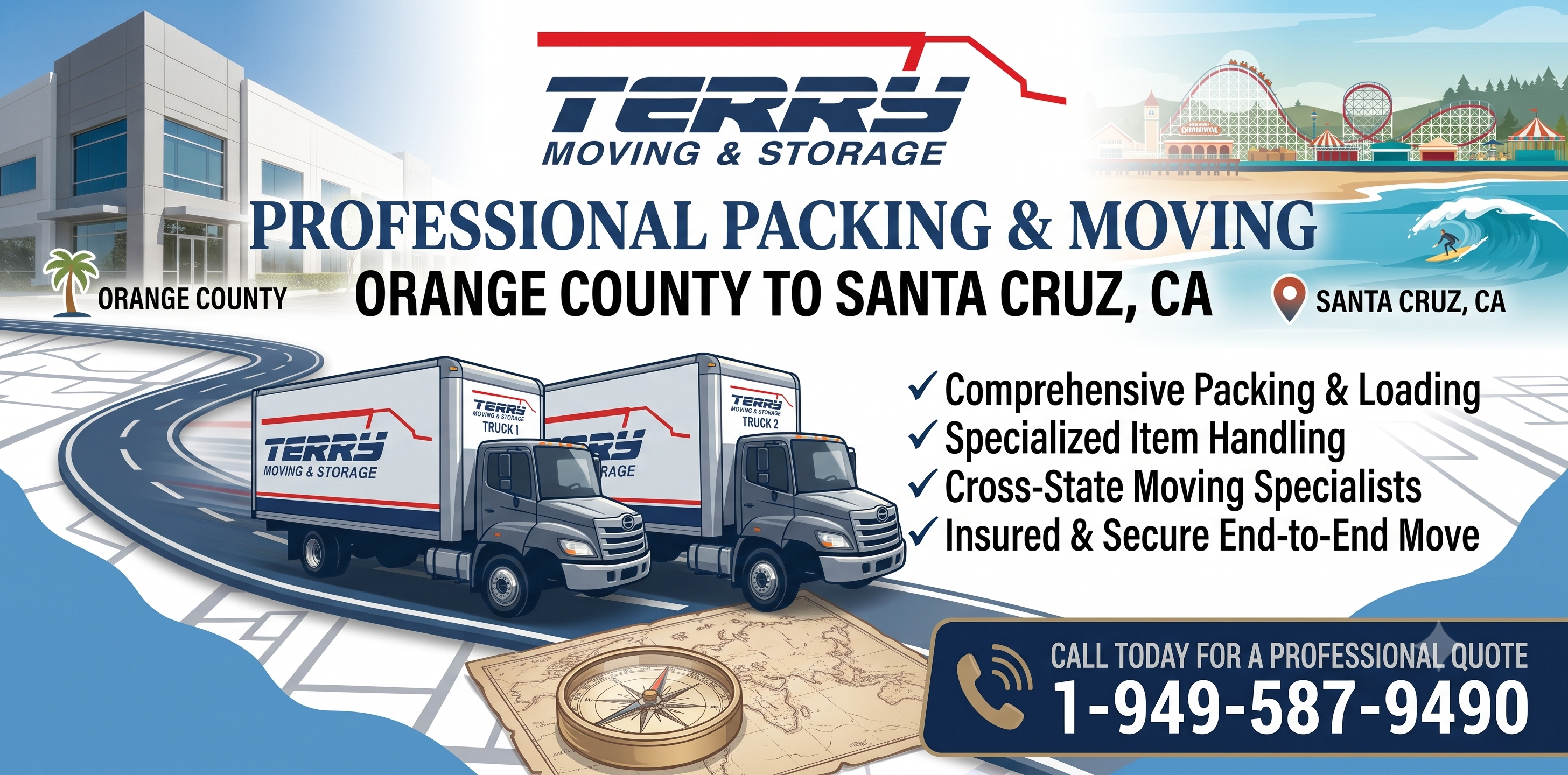 acking and Moving Services from Orange County to Santa Cruz